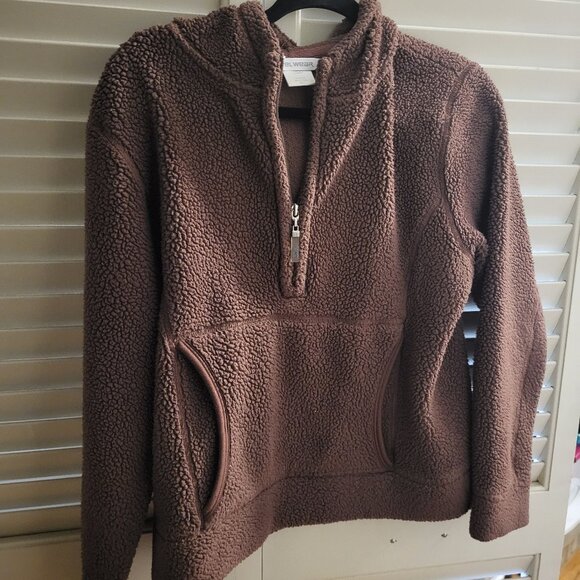 Half Zip Brown Teddy Sherpa Levelwear Canada Medium - Picture 2 of 4